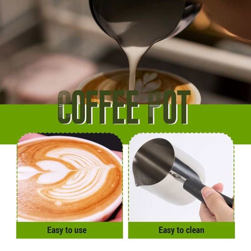 Кувшин для кофе с длинной ручкой, металлический кувшин для кофе, для приготовления вспенивания молока на латте