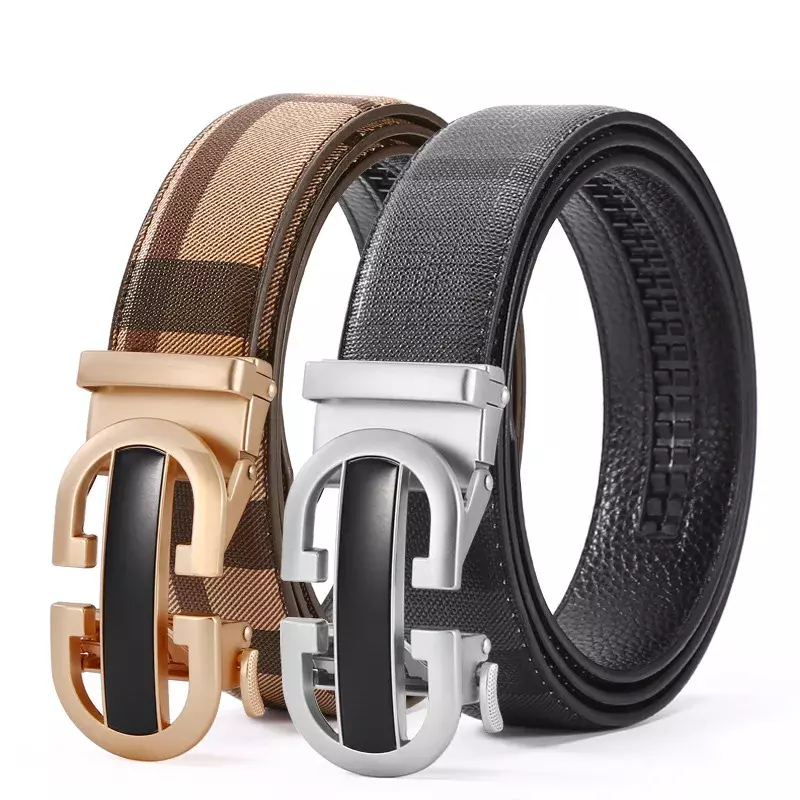 New Designer Belts Men's Alloy Automatic Buckle Belt Young and Middle-Aged Men's Business Leather Pants Belt Spot Versatile