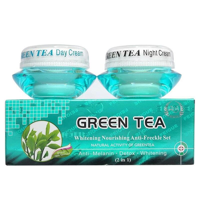 Отбеливающий питательный набор зеленого чая для защиты от веснушек натуральный крем для ночного дня и активного отдыха Greentea A8K0
