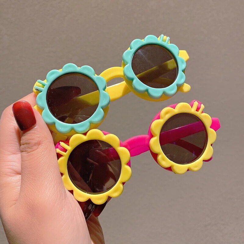 2023 Children Cute Cartoon Flower Heart New Sunglasses Kids Round Glasses Baby Fashion Colors Sunglasses for Boys Girls Eyewear