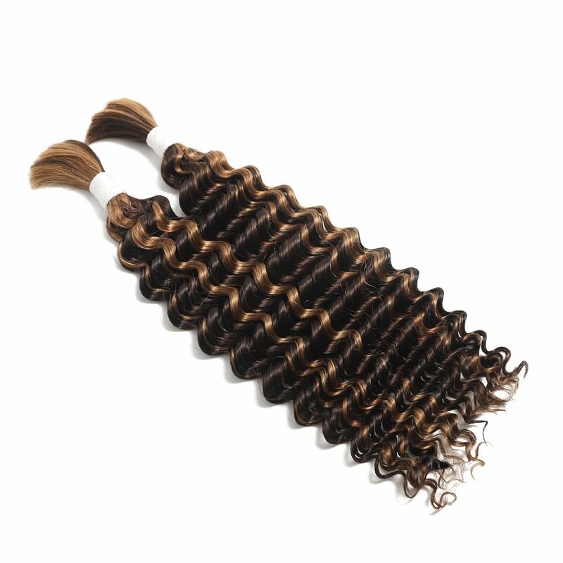 P430 Deep Wave Bulk menschliches Haar 100% unverarbeitetes brasilia nisches jungfräuliches Haar 2 Zöpfe 100g menschliches Haar mikro geflochten ohne Schuss faden