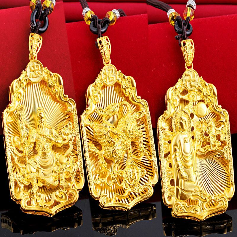 Gold-plated Mountain Tiger Guan Gong Kirin Monkey King Qi Tian Da Sheng Pendant Double-layer Color-free Tab for Men and Women