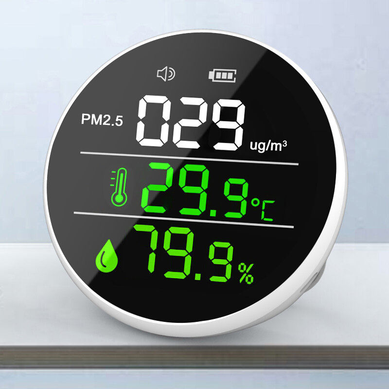 Display a LED portatile montato a parete rilevatore di qualità dell'aria PM2.5 analizzatore di Gas di polvere allarme funzione On/Off 200mAh ABS OEM