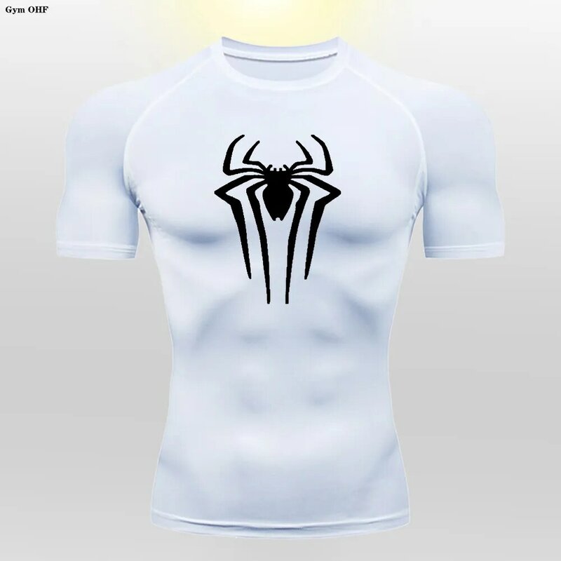 Мужская компрессионная футболка с коротким рукавом, летняя мужская футболка для фитнеса, спортивный Быстросохнущий дышащий черный спортивный топ для бодибилдинга, 2099