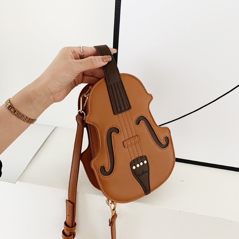 Borsa a tracolla femminile per violino creativo a forma di violino zaini piccoli in pelle PU per le donne borsa a tracolla moda donna filo per cucire