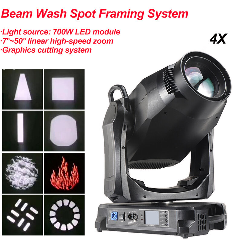 4Pcs/Lot 700W BSWF LED Moving Head Light Have ZOOM Beam Spot Wash Graphics Cutting System Function Effect Lighting