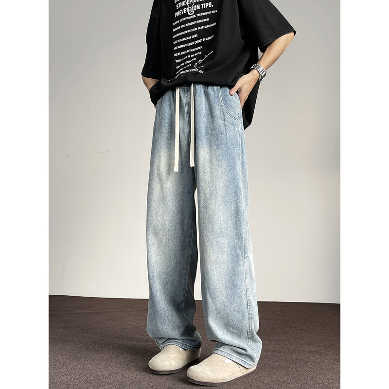 Jeans boys spring and autumn new American retro loose micro wide-leg pants straight leg casual pants