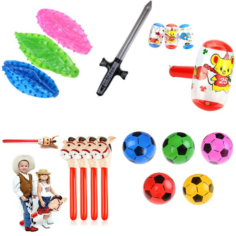 Cute Cartoon Inflatable Hammer Air Hammer With Bell Kids Children Blow Up Noise Maker Toys Horse Heads Cowgirl  Inflatable Ball