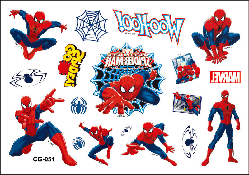 Pegatinas de tatuaje de dibujos animados de Marvel, Spiderman, Anime, Spider-Man, regalos de fiesta de cumpleaños para niños, arte corporal, tatuaje, nuevo