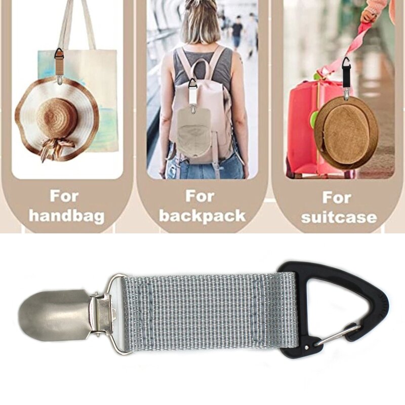 Hat Clip for Bag Canvas Clips for Travel Hanging on Backpack Purse Handbag for Beach Traveling Easy to Use & Portable