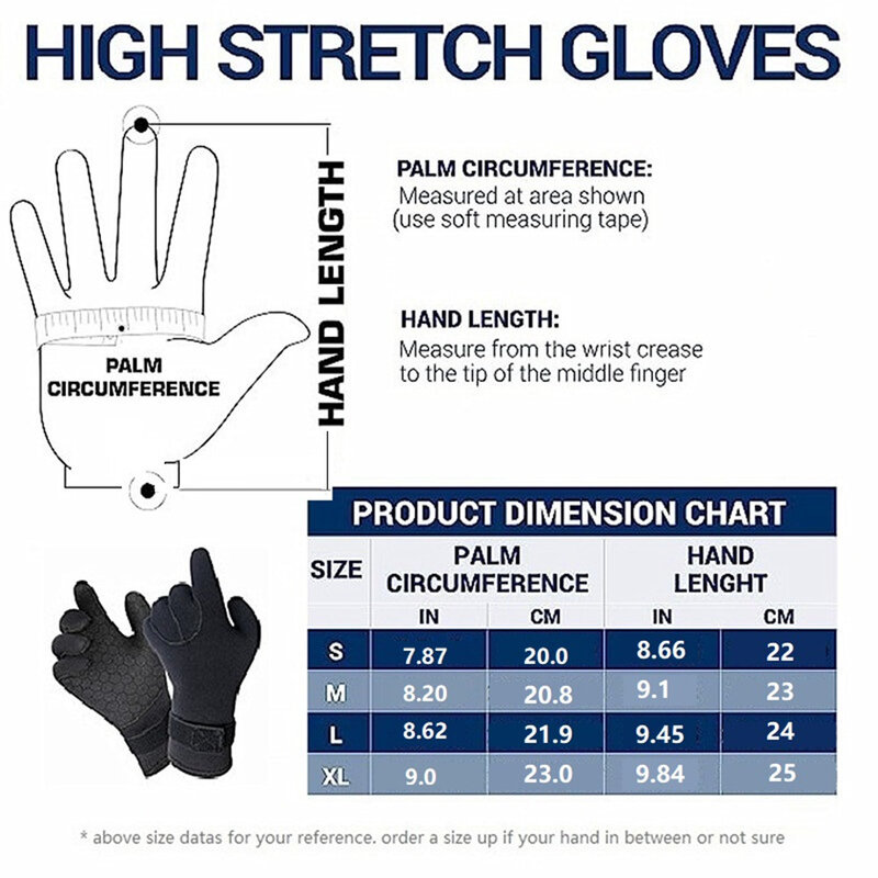 5mm(0.2in) Thick&solid Neoprene Diving Gloves Keep Warm Anti-slip Anti-cut Swimming, Snorkeling, Surfing, Underwater Fishing