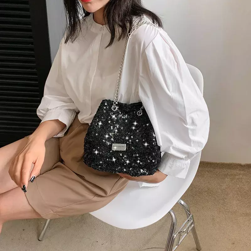 Casual Shoulder Bucket Popular Female 2024 Summer New Fashion Simple Chain Messenger Bag