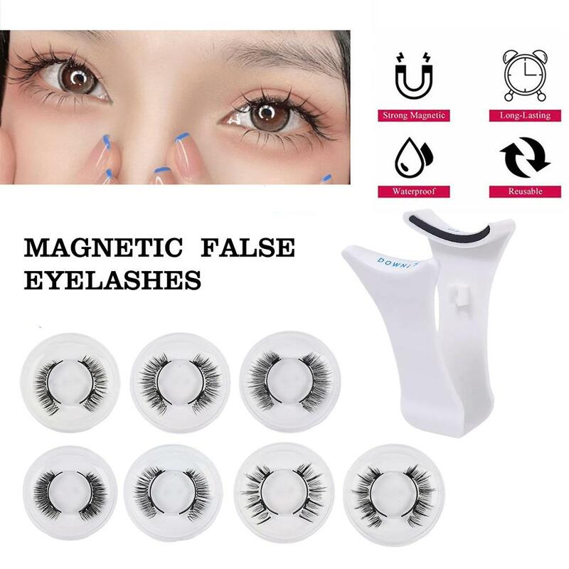 3D Natural Magnetic Eyelashes With 4 Magnetic Lashes False Portable Eyelashes Cosmetic Magnetic Reusable Tool