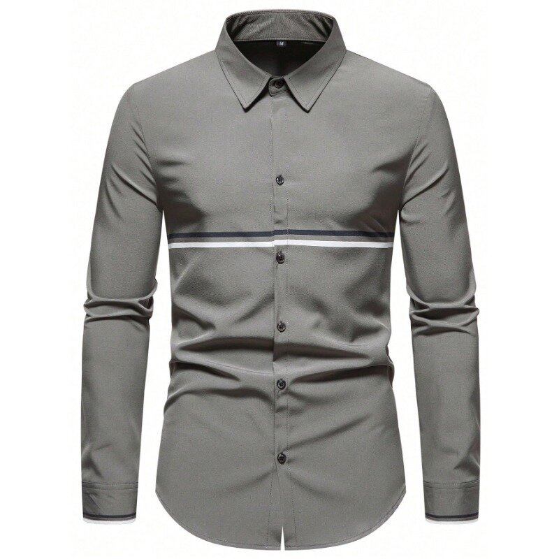 2023 Autumn New Men's Shirts Business Casual High Quality Shirt Single Breasted Polo Collar Shirt for Men
