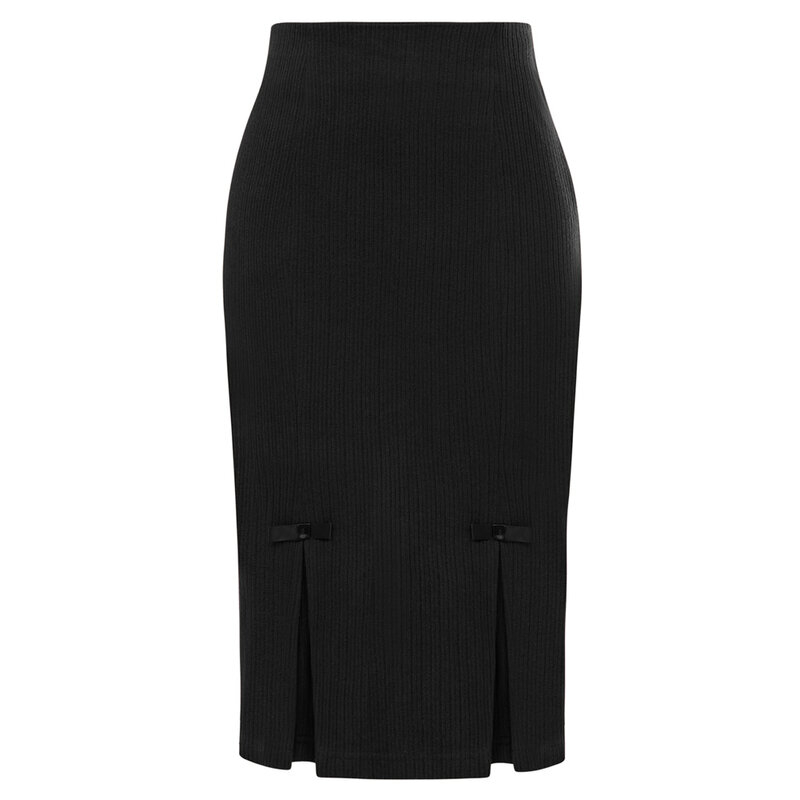 Женская винтажная Вельветовая юбка BP, облегающая юбка-карандаш ниже колена с завышенной талией и бантом, стрейчевая Рабочая одежда