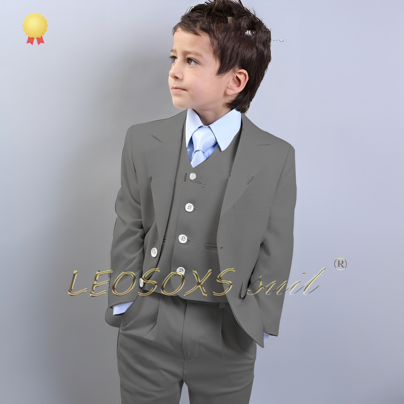 Terno personalizado para meninos com Hemming Design, jaqueta colete calças, festa de casamento infantil, evento, aniversário, conjunto de 3 peças