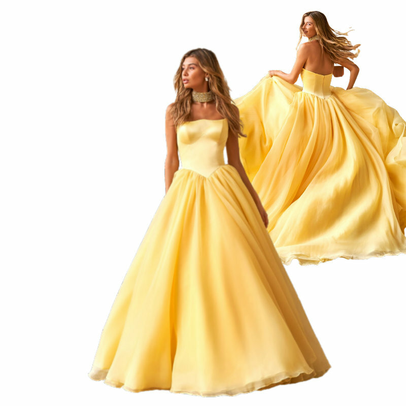 Новинка 2024, бальное платье из желтой органзы SH-015