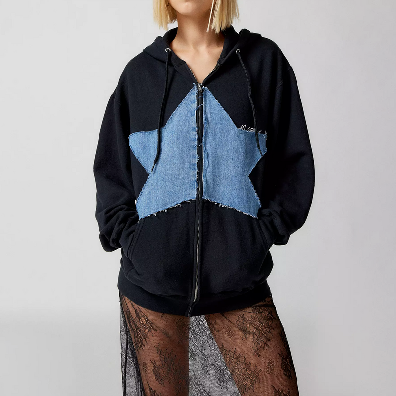 Fepege Star bluza męska Y2K Harajuku Grunge kurtka na co dzień Oversized sweter śliczny kardigan Alt Streetwear