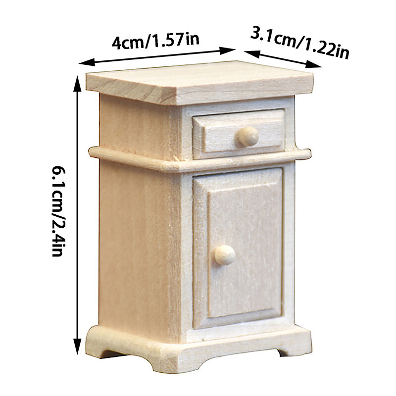 Dollhouse Mini Modelo de Armário, Mesa de Cabeceira Miniatura, Dolls House Furniture, Decorações Acessórios, 1:12, 1Pc