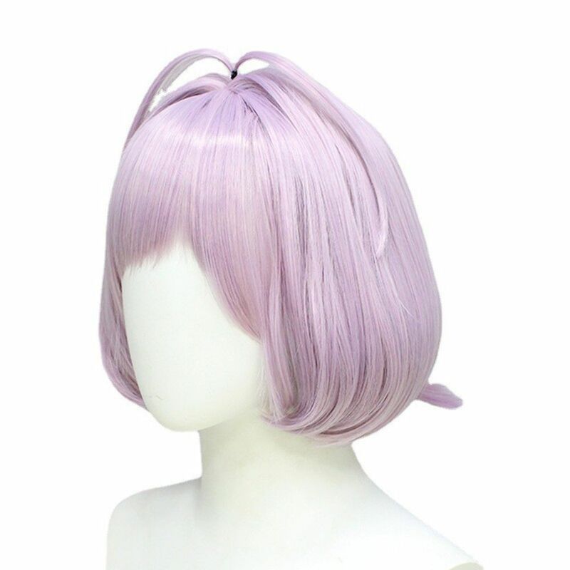 Wig rambut panjang Anime Cosplay topi Wig ungu gelap + untuk rambut Wig sintetis pesta Halloween