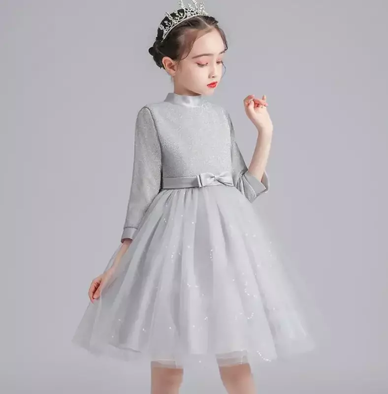 Spring New Girl's Dress Performance Dress Walking Show Fashionable Children's Dress Long sleeved Skirt