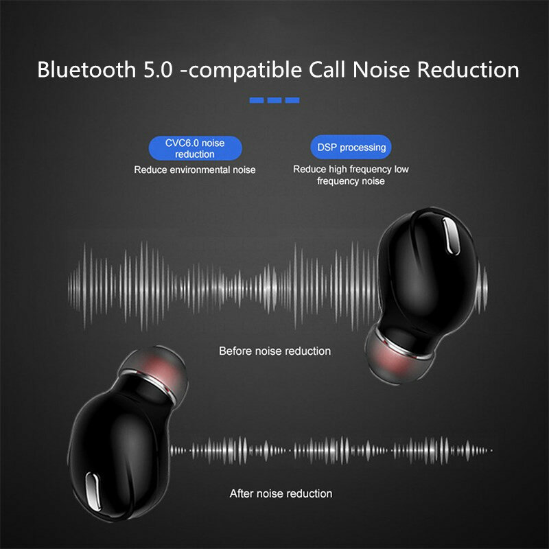 X9 headphone nirkabel Bluetooth 5.0, earphone dengan Mic Single in-Ear olahraga tahan air TWS earbud Bluetooth bebas genggam