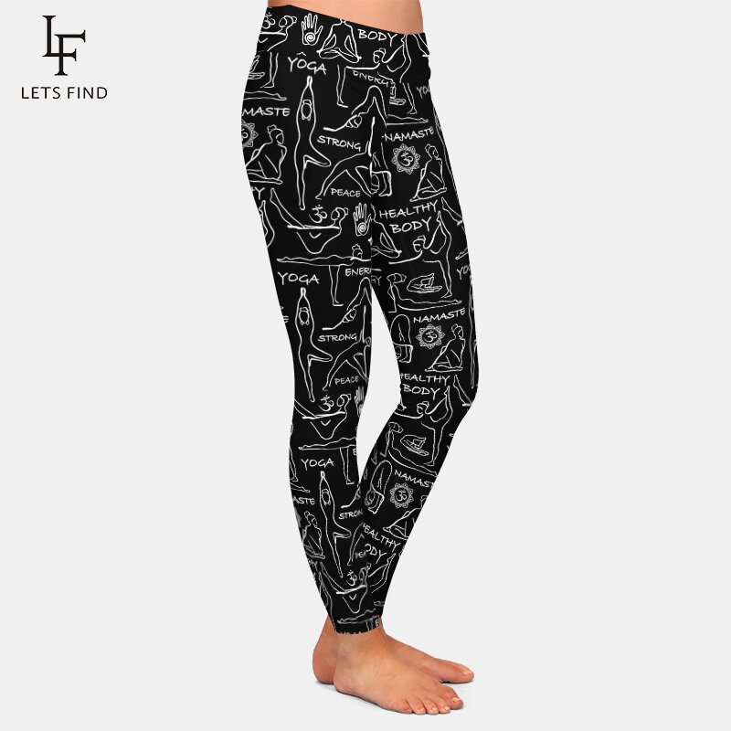 Letsfind 2020 nova moda feminina impresso leggings de cintura alta calças de fitness confortável magro leggings completos