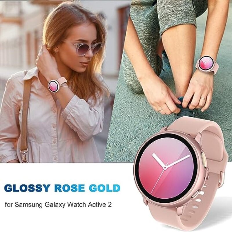 Bracelete de 20mm+Capa para Samsung Galaxy Watch 4/5/6 Bracelete de 40mm 44mm Para Samsung Galaxy Watch Active 2 40mm 44mm Capa protetora