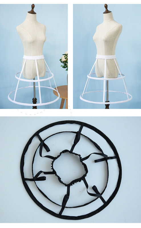 Lolita Bird Cage Cutout Crinoline Violent Fishbone Half-Length Slip Dress Adjustable Daily Tutu Skirt Cosplay Crinoline