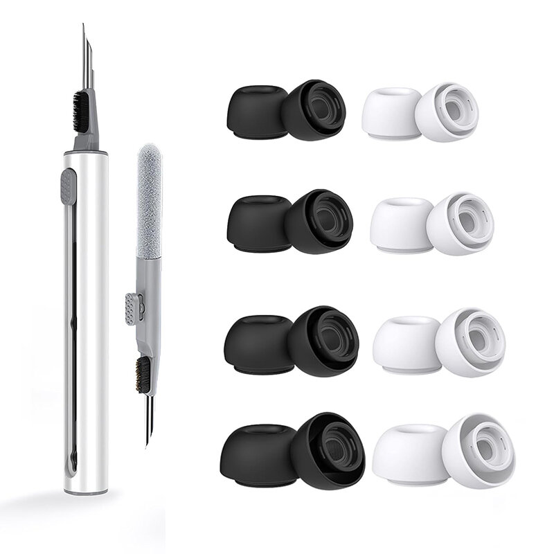 KUTOU 4 pary płynnych silikonowych końcówki słuchawek dousznych do Airpods Pro 1 2 wkładki do uszu zatyczki do uszu z długopis czyszczący