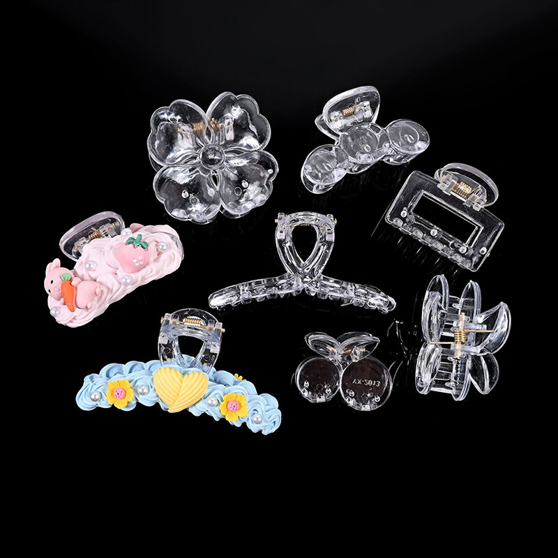 Transparent Plastic Hair Clips Acrylic Clear Hair Claw Blank Hairpin Base For DIY Jewelry Making Fashion Girls Hair Accessories