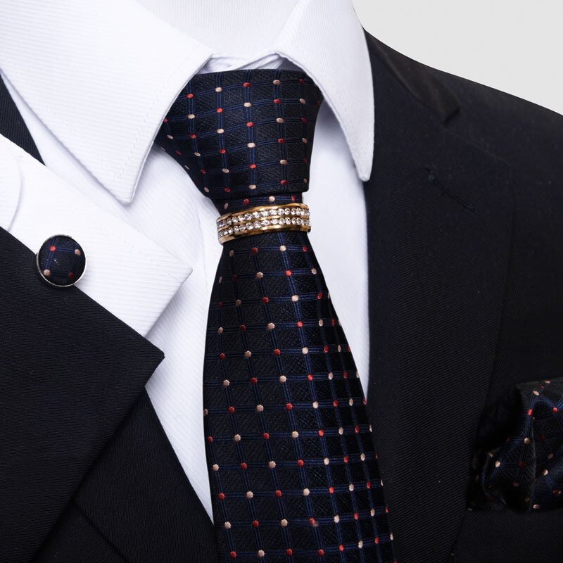2023 clássico vinho vermelho listra quadrado toalha abotoaduras anel de ouro blusa gravatas cravat vestuário acessórios