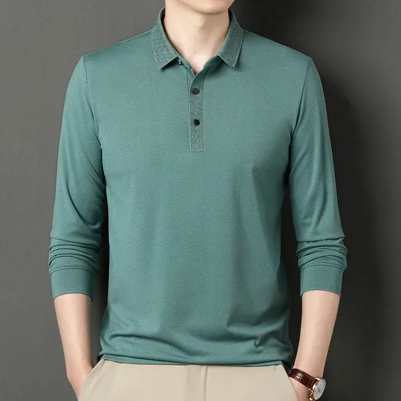 Men's New Comfortable and Fashionable Long Sleeved Polo Shirt