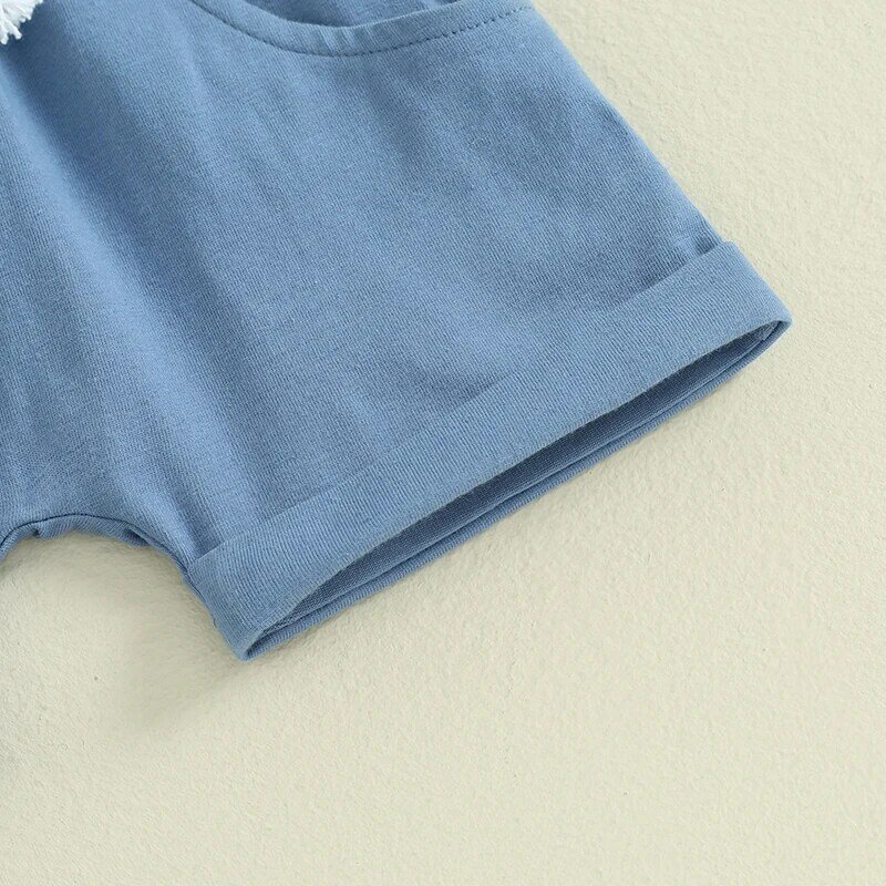 VISgogo Baby Boy 2 Piece Outfits Round Neck Short Sleeve Dinosaur Print Tops + Elastic Waist Shorts Infant Toddler Summer Set