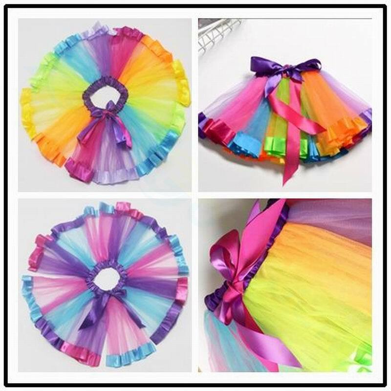 Falda de tutú de arcoíris para niños y niñas, minivestido de tul para fiesta de baile, ropa para niños, regalo de cumpleaños