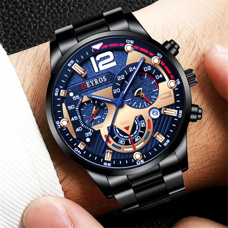 Fashion Mens Watches Luxury Black Leather Quartz Wristwatch Date Luminous Watch for Men Business Casual Male Clock Reloj Hombre