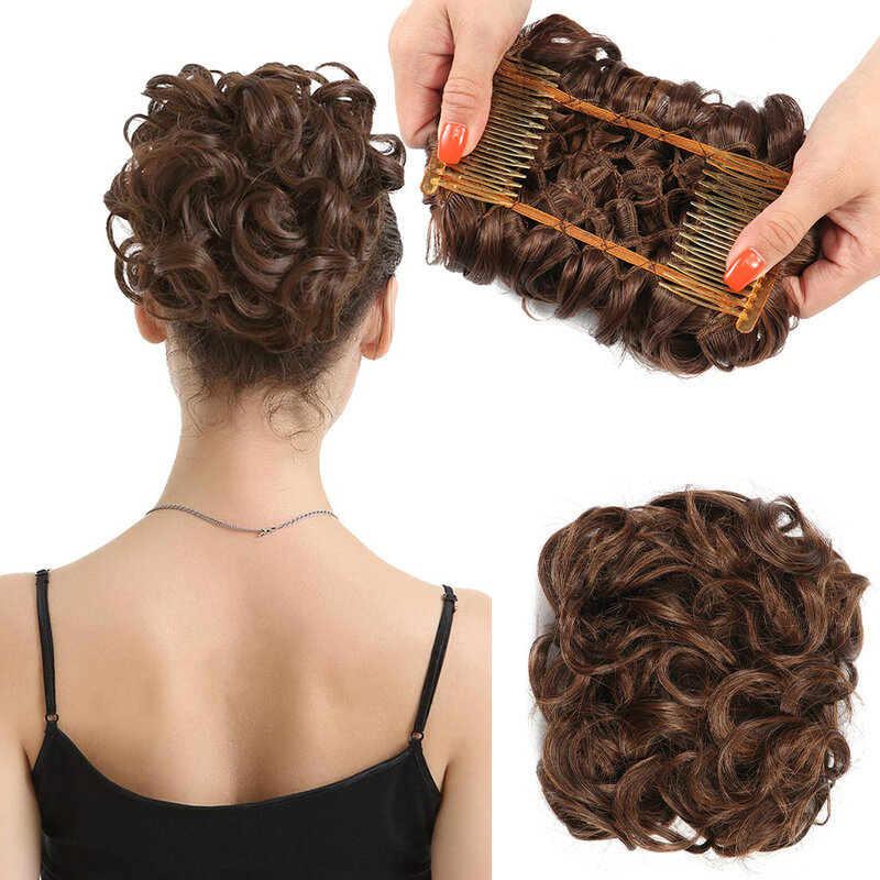 New Models Curly Hair Bud Women's Curly Hair Flower Bud Head Comb Wig Roll Short Chemical Fiber Daily Matching