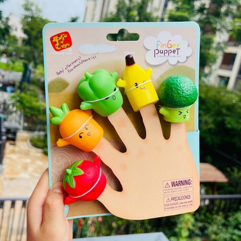 Colorido mini animal mão fantoche para crianças, boneca de segurança educacional, boneca dedo, Montessori Sensory Toys Set, 5pcs