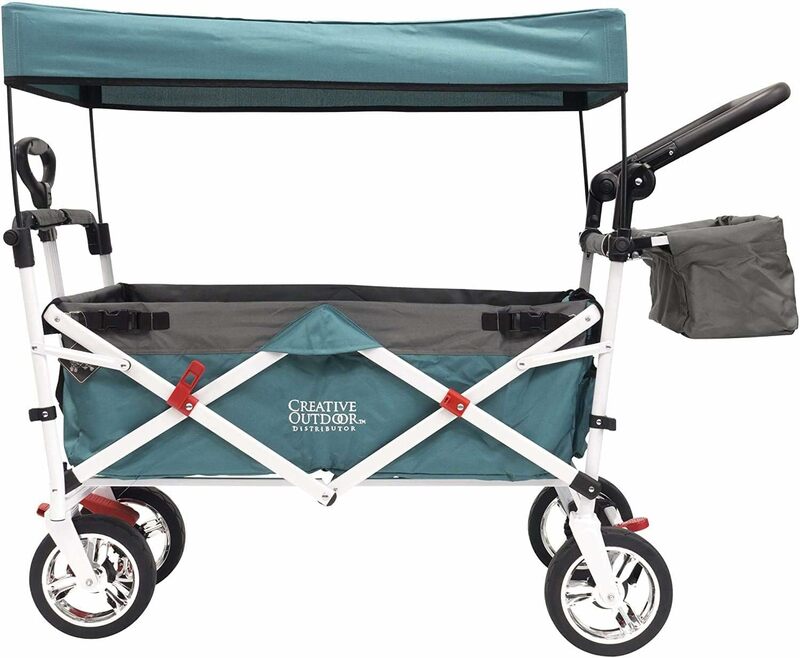 Stroller dorong dan tarik ganda, kereta dorong kreatif luar ruangan untuk balita & anak dengan kanopi yang dapat dilepas dan sabuk pengaman