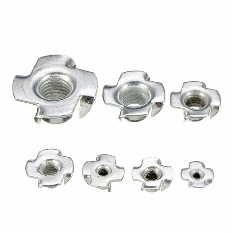 10PCS M3/M4/M5/M6/M8/M10 T Nuts Blind Inserts Carbon Steel Four Pronged Nut carpentry tools For wooden Fasteners