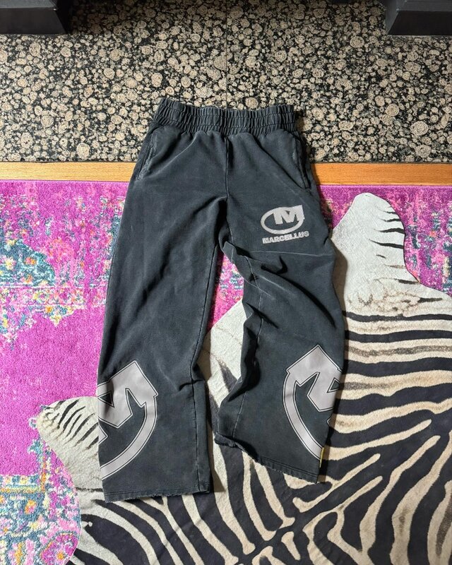 Calça americana com impressão letra retrô para homens, tendência Harajuku Y2K, calça hip-hop esportiva casual para casais soltos, calças de perna larga, nova