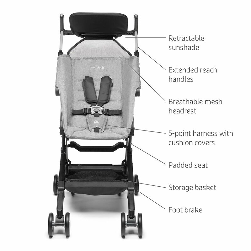 Воробей™Ультракомпактная легкая дорожная коляска для младенцев и малышей, серая