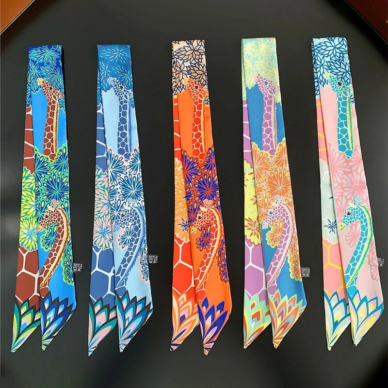 2024 New Scarf Silk Neck Kerchief Bands Hair Scarves for Lady Fashion Narrow Scarves for Bag Ribbon Skinny Scarves