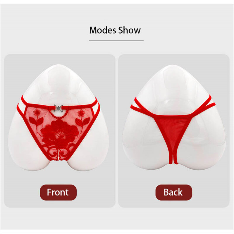 Women Sexy Open Crotch Underpants Erotic Underwear Sheer Mesh See Through Thong Briefs Flower Embroidery Panties T Back Panties