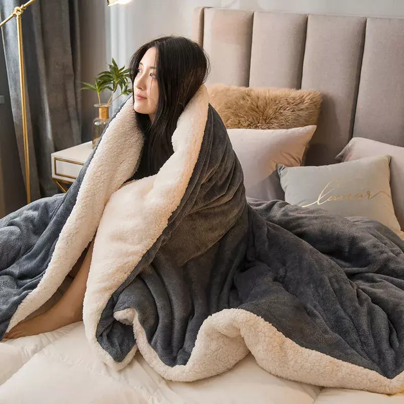 Wolldecke warm halten Winter Bettdecken doppelseitige Königin Bett bezug Camping Doppelbett decke Tages decke auf dem Bett
