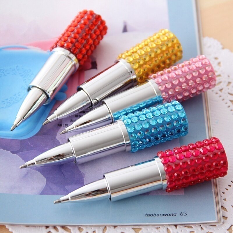 2Pcs/Set Creatie Noelty Stationery Ballpoint Pen Simulation Modeling Lipstick Pens Kawaii School Office Writing Supplies