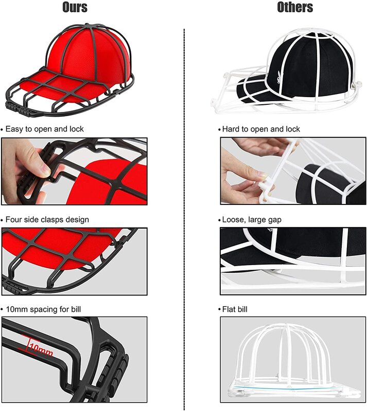 Limpador de chapéu de dois andares-novo design boné de beisebol arruela, apto para adulto/criança chapéu arruela frame/gaiola de lavagem, hat sha