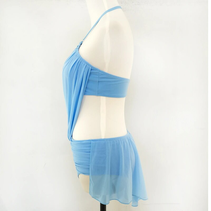 PomerCan-Robe de brevLyrique pour Fille, Costume de Jazz Bleu, Pole PhtalClothes, Performance Training