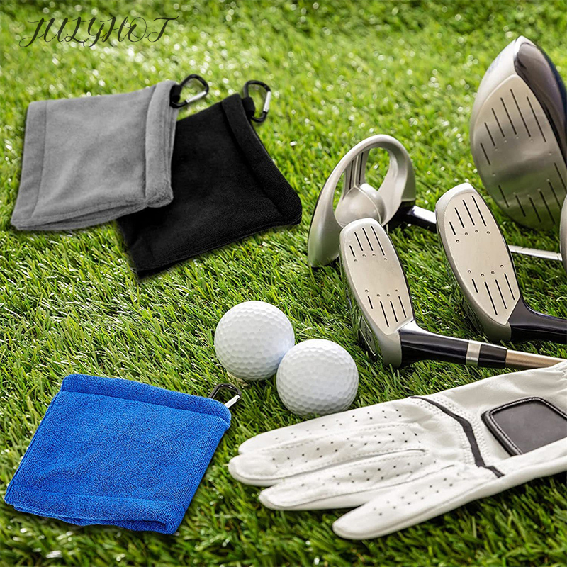 Полотенце для чистки мячей для гольфа с карабином, полотенце из микрофибры для гольфа, влажное и сухое полотенце для гольфа, тряпочка для чистки головки для гольфа, клуба