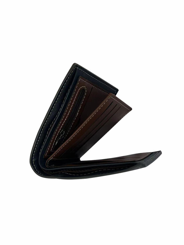 Tongoo męskie wąski portfel RFID blokujące potrójnie składany portfel z prawdziwej skóry